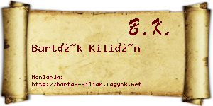 Barták Kilián névjegykártya
